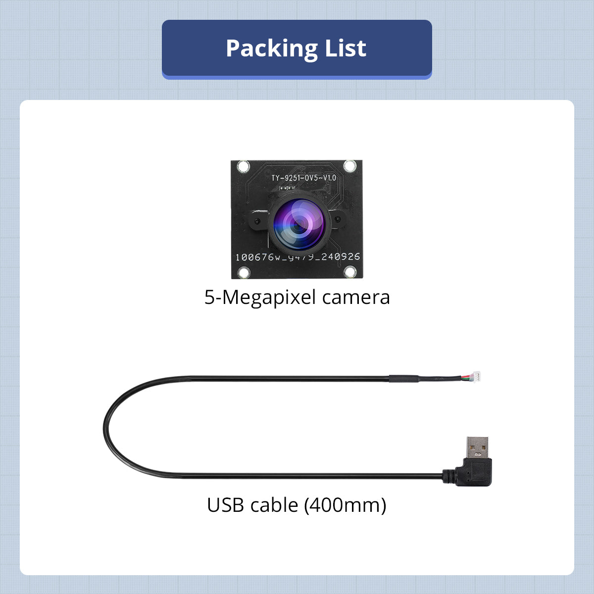 5-Megapixel USB Wide-Angle Camera, 160° FOV, Driver-Free, Compatible with ROS Robots, Raspberry Pi and Jetson Controllers 5-Megapixel USB Wide-Angle Camera, 160° FOV, Driver-Free, Compatible with ROS Robots, Raspberry Pi and Jetson Controllers